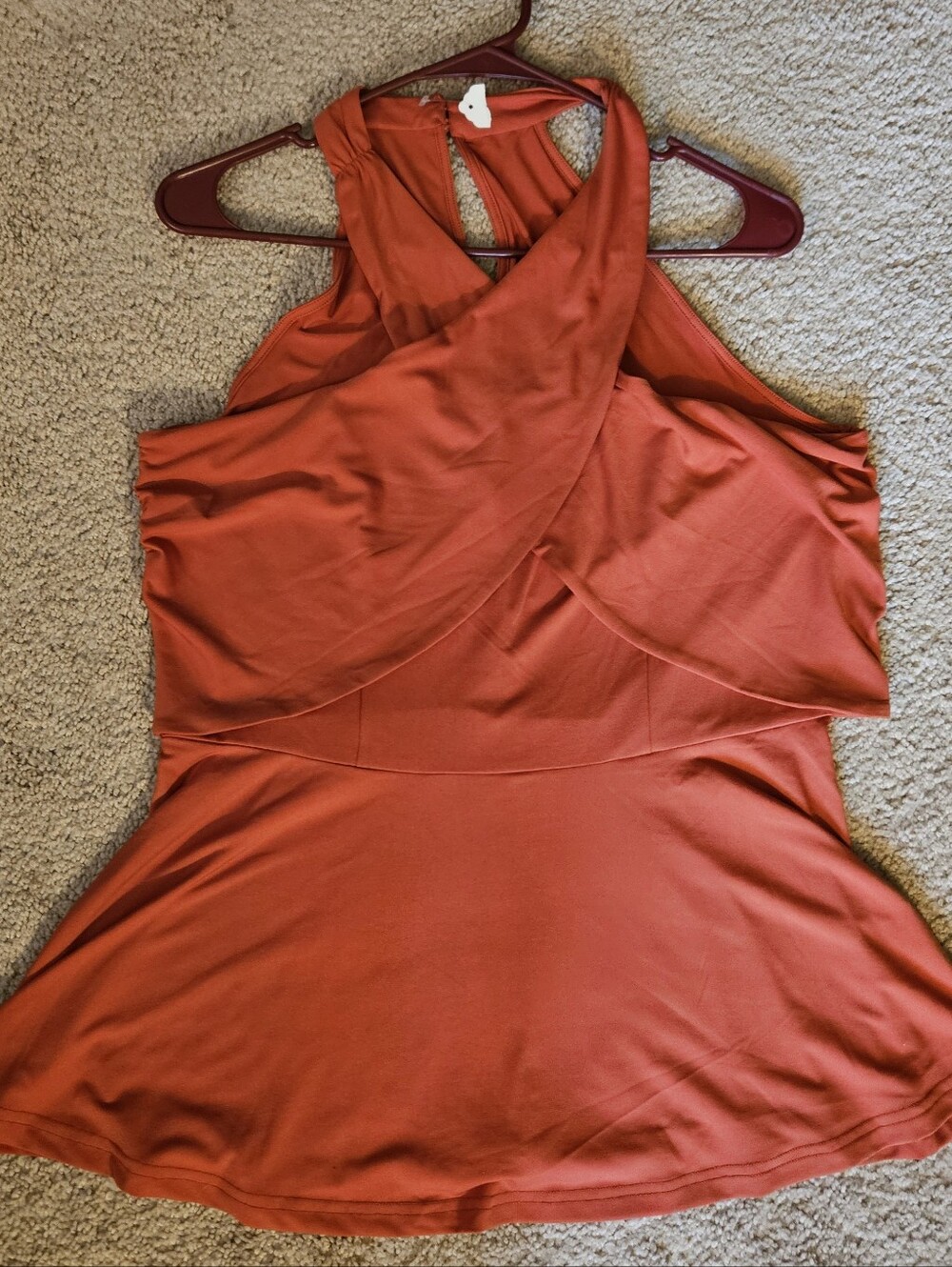 Grace Karin Rust Orange Halter Wrap Peplum Top; Size Large; Y2K Style; Feminine; - Picture 8 of 13